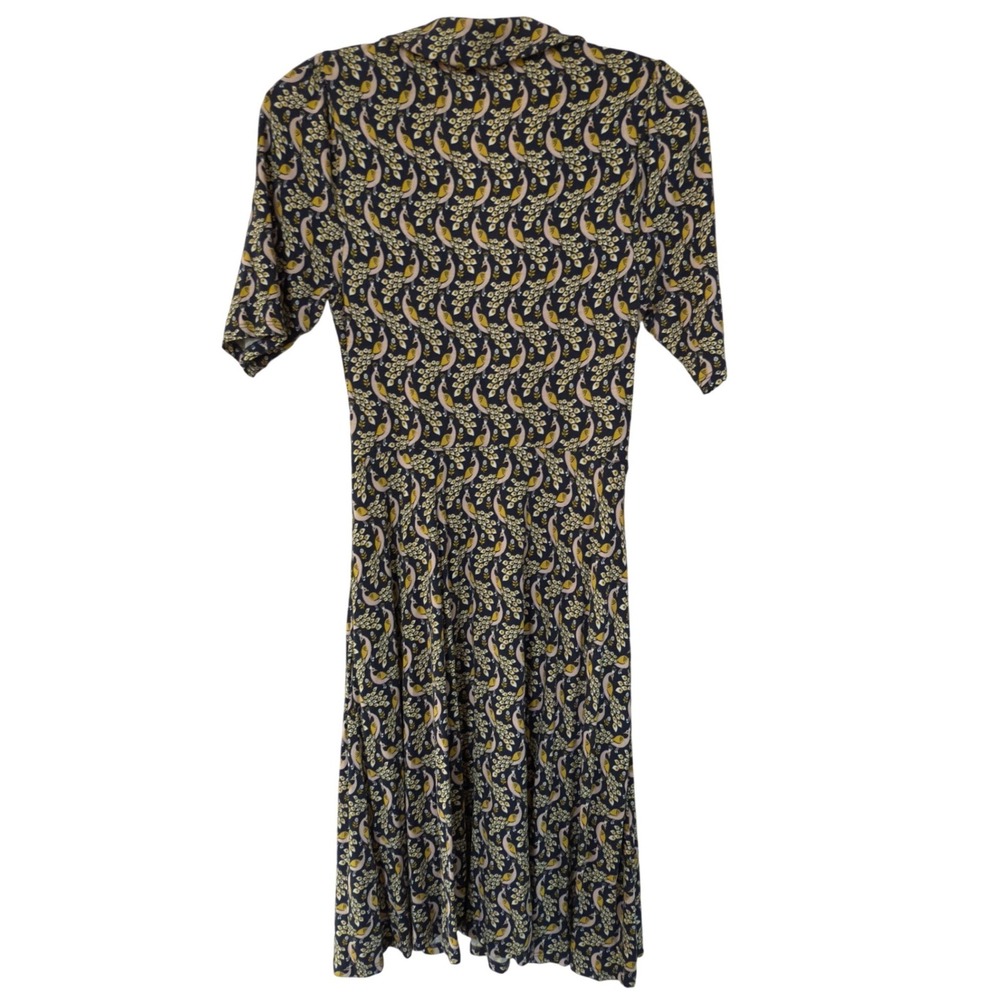 Boden Navy Peacock Print Lenzing Ecovero Jersey Dress US 6L UK 10L D0112 - Picture 5 of 5